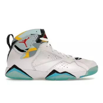 Мужские кроссовки Air Jordan 7 Retro N7 Белый Ice-Cube-Синий-Темно-Бирюзовый-Черный 744804-144
