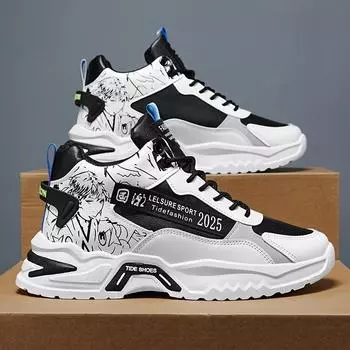 Мужские кроссовки Anime High Top, модная обувь на платформе, удобная обувь для пробежек и тренировок на свежем воздухе 39 чёрный