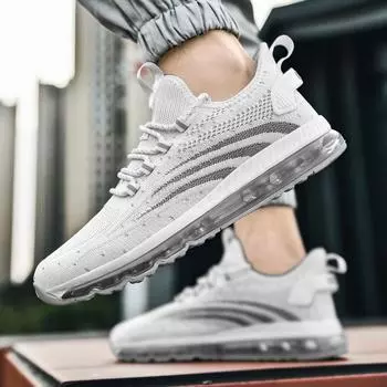 Мужские кроссовки большого размера, мужская спортивная обувь, кроссовки с дышащей сеткой, прогулочная обувь для улицы 39 серый/белый