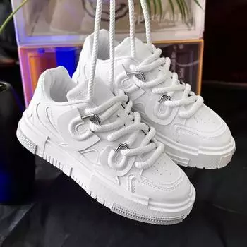 Мужские кроссовки Chunky, дизайнерские туфли в стиле пэчворк для мужчин, корейская повседневная обувь из вулканизированной кожи, брендовая мужская обувь для досок Zapatos Para Hombre 39 белый