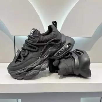 Мужские кроссовки Chunky, оригинальные брендовые повседневные кроссовки с воздушной подушкой, спортивные кроссовки для бега, дышащие теннисные туфли, обувь на платформе для мужчин 39 чёрный