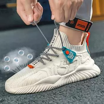 Мужские кроссовки Coconut, летние новые дышащие сетчатые кроссовки, мужская корейская версия универсальных вязаных спортивных кроссовок для бега и папы 39