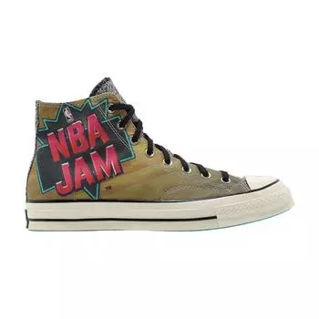 Мужские кроссовки Converse NBA Jam x Chuck 70 High Hardwood Floor Brown Solar-Red Electric-Aqua 171692C 35