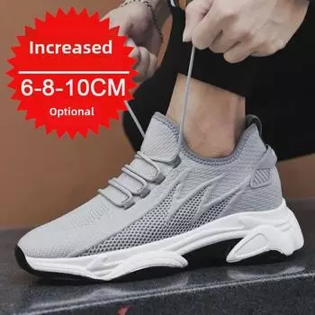 Мужские кроссовки Dad Sneakers из дышащей сетки, увеличивающие рост 6 см - повседневная спортивная обувь на толстой подошве 2022 года Size 46