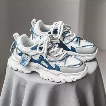 Мужские кроссовки Daddy Shoes 2024 года, весна, новые сетчатые дышащие кроссовки с низким верхом, легкие, на толстой подошве, увеличивающие высоту повседневные туфли 39