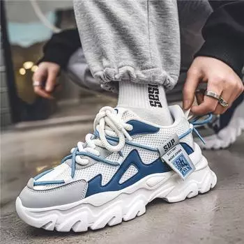 Мужские кроссовки Daddy Shoes 2024 года, весна, новые сетчатые дышащие кроссовки с низким верхом, легкие, на толстой подошве, увеличивающие высоту повседневные туфли 39