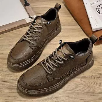 Мужские кроссовки для активного отдыха, нескользящие, с мягкой подошвой, из резины, дышащие, модные, для скейтбординга, новые, мужские, из натуральной кожи, повседневные туфли 38 чёрный