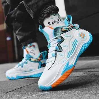 Мужские кроссовки из кожи и сетки, дышащие, нескользящие, мужская уличная одежда, спортивные легкие баскетбольные кроссовки для бега 38 белый