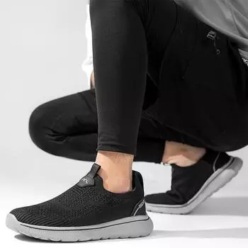 Мужские кроссовки для бега без застежек, мужские повседневные сетчатые кроссовки, легкие спортивные кроссовки для тренировок на открытом воздухе, 2025, новые модные однотонные черные туфли 40 темно-синий