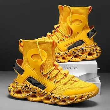 Мужские кроссовки для бега, большой размер, мягкая подошва, амортизация, удобные, для ходьбы на открытом воздухе, повседневные, для бега в спортзале, сетчатые, высокие, мужские кроссовки 39 чёрный