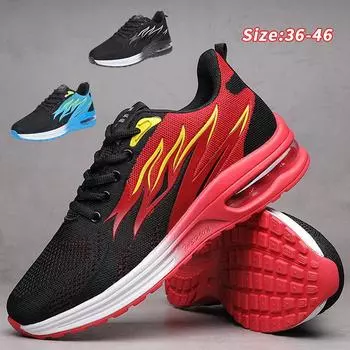 Мужские кроссовки для бега, дышащие мужские спортивные кроссовки, удобная повседневная прогулочная обувь на шнуровке, спортивная тренировочная обувь 36 чёрный