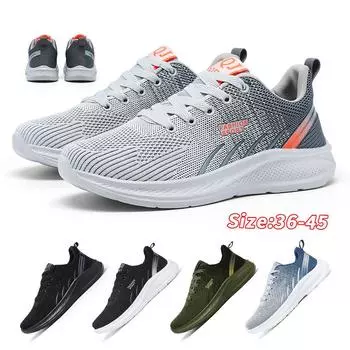 Мужские кроссовки для бега, дышащие мужские спортивные кроссовки, удобная повседневная прогулочная обувь на шнуровке, спортивная тренировочная обувь 36 чёрный