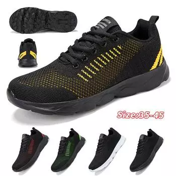 Мужские кроссовки для бега, дышащие мужские спортивные кроссовки, удобная повседневная прогулочная обувь на шнуровке, спортивная тренировочная обувь 35 чёрный