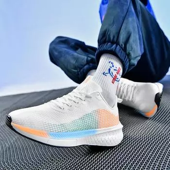 Мужские кроссовки для бега, дышащие мужские спортивные кроссовки, удобная повседневная прогулочная обувь на шнуровке, спортивная тренировочная обувь 39 чёрный