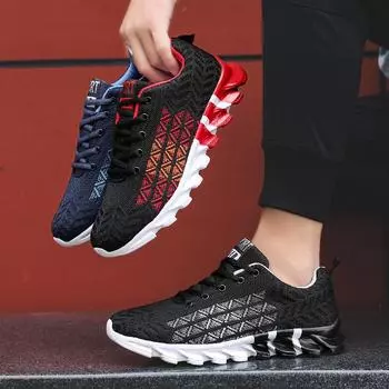 Мужские кроссовки для бега, дышащие мужские спортивные кроссовки, удобная повседневная прогулочная обувь на шнуровке, спортивная тренировочная обувь 38 красный