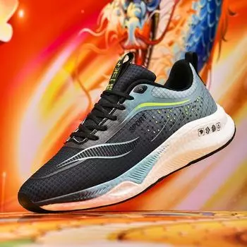 Мужские кроссовки для бега, дышащие мужские спортивные кроссовки, удобная повседневная прогулочная обувь на шнуровке, спортивная тренировочная обувь 36 чёрный