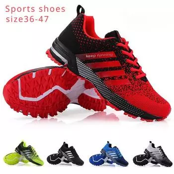 Мужские кроссовки для бега, дышащие удобные кроссовки на шнуровке, спортивная тренировочная повседневная обувь для мужчин 36 чёрный