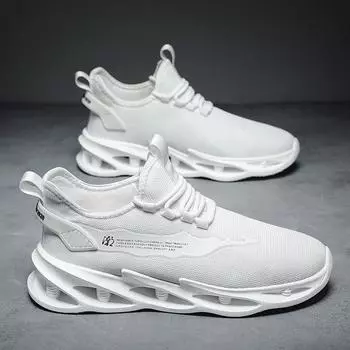 Мужские кроссовки для бега и ходьбы, повседневные кроссовки, дышащие, для занятий спортом, легкие, спортивные туфли 2024 года, летние мужские брендовые теннисные туфли 44 белый