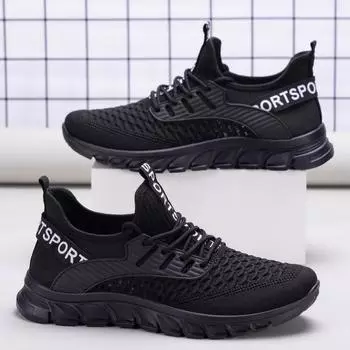 Мужские кроссовки для бега, кроссовки для ходьбы и тенниса, легкие, дышащие, удобные, для полетов, вязаные, сетчатые, со шнуровкой, для тренировок, повседневные, спортивные туфли для мужчин 39