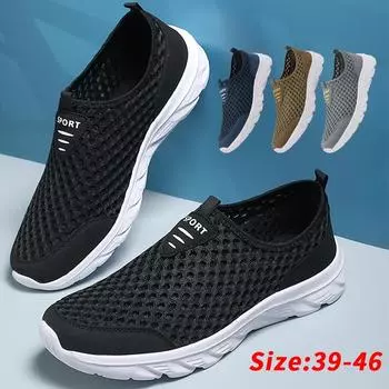 Мужские кроссовки для бега, мужские кроссовки, дышащие легкие мужские спортивные туфли, удобные гибкие мягкие прогулочные кроссовки на шнуровке с сеткой 39 черный белый