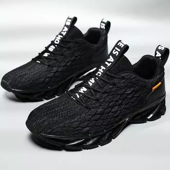 Мужские кроссовки для бега, нескользящие, дышащие, модные, легкие, на шнуровке, износостойкие, повседневные, для ходьбы, для мужчин 39 чёрный