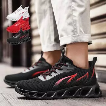 Мужские кроссовки для бега по пересеченной местности, спортивная обувь, удобная спортивная уличная обувь с дышащей сеткой на шнуровке 39 чёрный