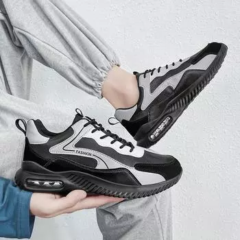 Мужские кроссовки для бега, повседневные, уличные, черные, кроссовки для бега, ретро, сетчатые, студенческие, большие, большие, серые, размер 3 EU: 39 серый