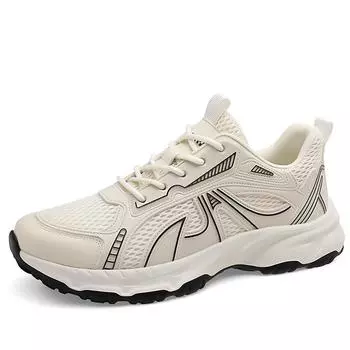Мужские кроссовки для бега, в уличном стиле, легкие и дышащие, подходят для медленного бега, мужской повседневный стиль, сетчатый дизайн, шнурки 38 белый