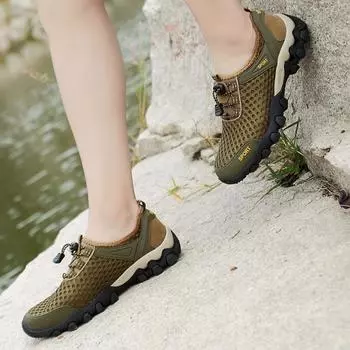 Мужские кроссовки для походов на открытом воздухе, быстросохнущие, кроссовки для походов без застежек, нескользящие кроссовки для бега на открытом воздухе, горная обувь 38 чёрный