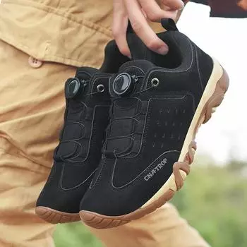 Мужские кроссовки для походов с вращающейся пряжкой на шнурках, кроссовки для треккинга из замши, дышащие, нескользящие, для кемпинга, кроссовки для бега, мужские, Zapatos Hombre 39 хаки