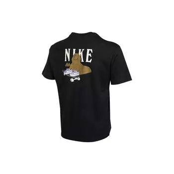 Мужские кроссовки для скейтборда с принтом Nike Sphinx и футболка с круглым вырезом, черные топы DD8914-010 XS