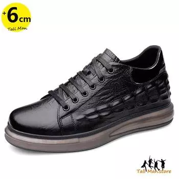 Мужские кроссовки для увеличения роста, кроссовки для бега, стелька 6 см, спортивная, деловая, британская кожа 38