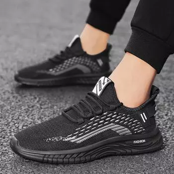 Мужские кроссовки, дышащая классическая повседневная обувь, мужские теннисные кроссовки, новинка 2024 года, уличная удобная сетчатая мужская обувь Tenis Masculino 39 чёрный