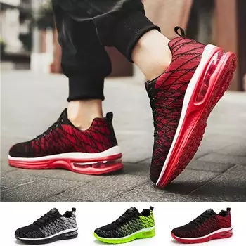Мужские кроссовки, дышащие вязаные кроссовки, модные повседневные кроссовки на шнуровке для пар, кеды на воздушной подушке 36 чёрный