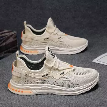 Мужские кроссовки Flying плетеные 2024 новые летние дышащие спортивные туфли из тонкой сетки мужские удобные повседневные дорожные туфли на мягкой подошве 39