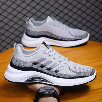 Мужские кроссовки Flying Weaving для мужчин, универсальные повседневные сетчатые кроссовки в корейском стиле 39 серый