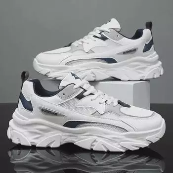 «Мужские кроссовки из дышащей сетки 2024 года на осень — универсальная модель на толстой подошве в белом цвете» 40