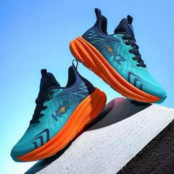 Мужские кроссовки из дышащей сетки для спорта и отдыха, модные кроссовки для марафона с нескользящей амортизацией 35 ярко-оранжевый
