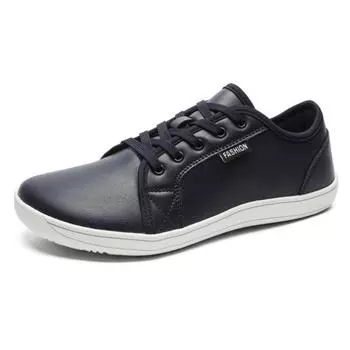 Мужские кроссовки из искусственной кожи для босых ног, повседневные кроссовки для ходьбы, нескользящие, со шнуровкой 37 чёрный