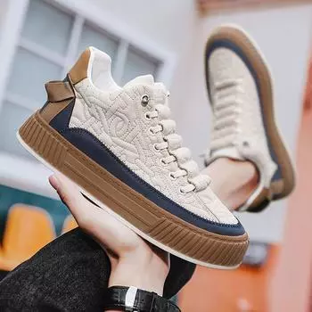 Мужские кроссовки из искусственной кожи, простые мягкие повседневные туфли для мужчин, низкие повседневные деловые туфли для мужчин, повседневные кроссовки для мужчин 39 бежевый