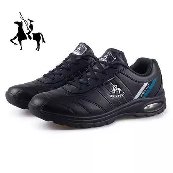 Мужские кроссовки из кожи на воздушной подушке, повседневная обувь, большие размеры 48 38 чёрный