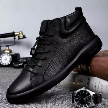 Мужские кроссовки из натуральной кожи черного цвета, повседневная обувь, люксовый бренд в итальянском стиле, мужская обувь, ботильоны для мужчин, мужские ботинки на шнуровке 39