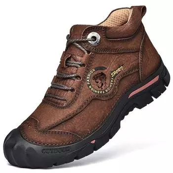 Мужские кроссовки из натуральной кожи с высоким берцем для занятий спортом на открытом воздухе 38