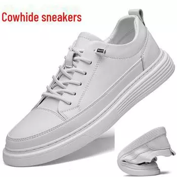 Мужские кроссовки из натуральной кожи, сшитые вручную: Модные белые туфли в корейском стиле в стиле ретро на весну и осень. 43 чёрный