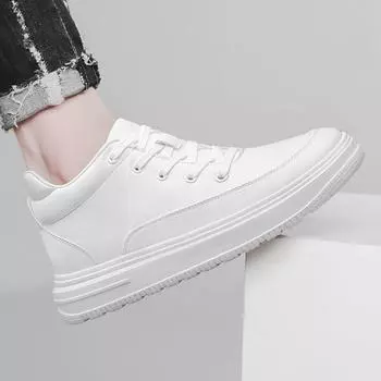 Мужские кроссовки из натуральной кожи, универсальные кроссовки из вулканизированной кожи для активного отдыха, нескользящая обувь на шнуровке для мужчин, модная повседневная обувь 37 чёрный