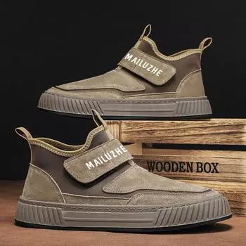 Мужские кроссовки из вулканизированной кожи для отдыха, черные, повседневные, для занятий спортом, высокие рабочие кроссовки, мужские слипоны, весна-осень, без кожи 39