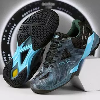 Мужские кроссовки Износостойкие противоскользящие дышащие резиновые кроссовки среднего размера для тренировок. Мужская обувь для бадминтона Теннисная обувь. 39 серый/зелёный