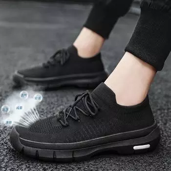 Мужские кроссовки Кроссовки для ходьбы Кроссовки Спортивный зал Фитнес Спортивная обувь Легкая повседневная рабочая обувь для бега На открытом воздухе Дышащая трикотажная обувь 39 чёрный