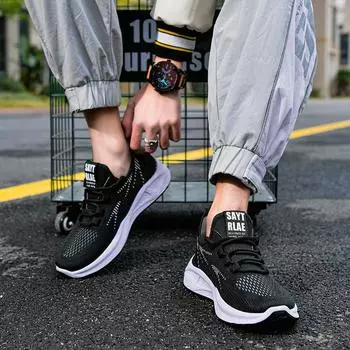 Мужские кроссовки кроссовки лето 2025 новая мода корейская версия дышащие кроссовки прилив летающие тканые повседневные туфли мужская спортивная обувь 39 кофейный