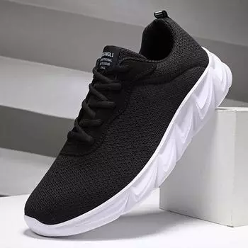 Мужские кроссовки, легкая нескользящая мужская спортивная обувь Breathalbe, уличная повседневная обувь, бесплатная доставка, мужская теннисная обувь на шнуровке с сеткой, 2024 38 чёрный